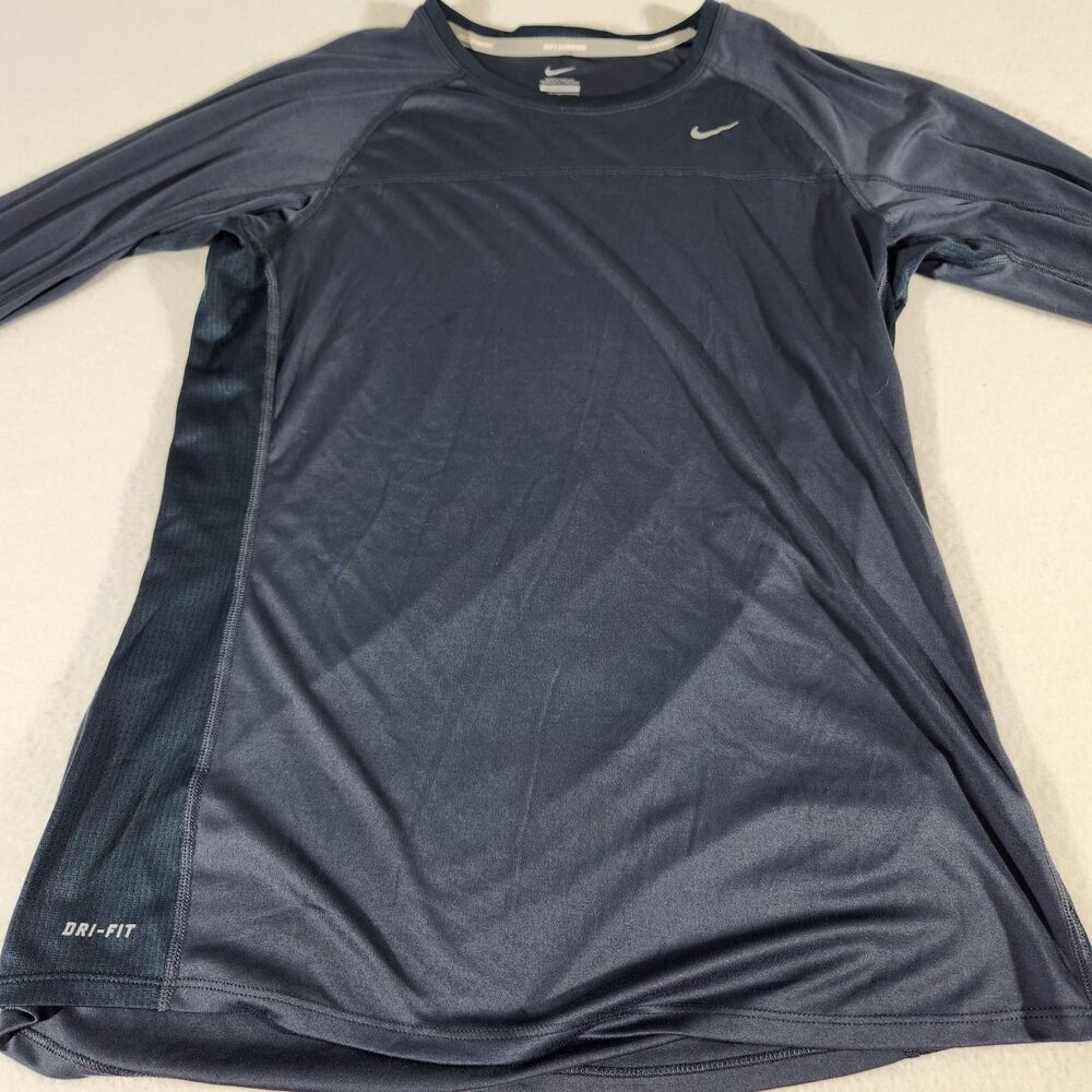 Nike Mens Black Large Running Shirt Swoosh Dri Fit Train Run Gym Work